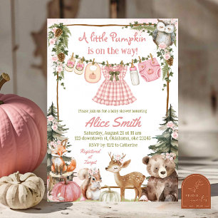 Pumpkin Woodland Girl Baby Shower Invitation