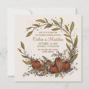 Pumpkin Wreath Fall Autumn Inspirivity Wedding Invitation