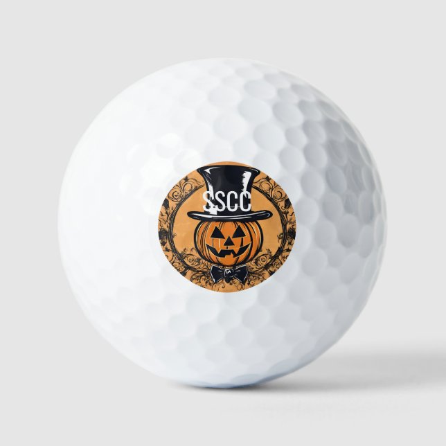 Pumpkin wTop Hat Golf Ball (Front)