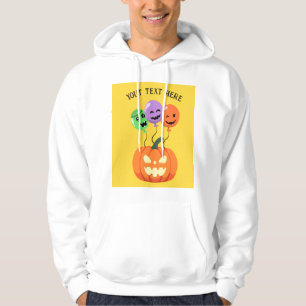 pumpking in halloween with ballons editable hoodie