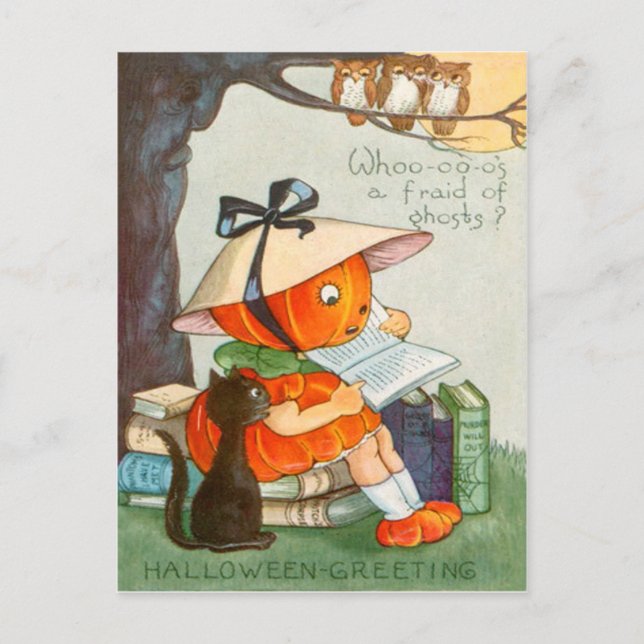 Pumpkinhead Black Cat Jack O Lantern Pumpkin Postcard (Front)