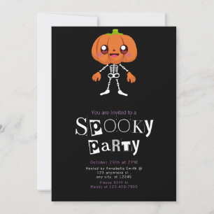 Pumpkinhead Cute Modern Minimalist Halloween Invitation