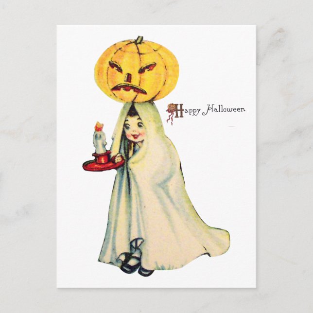 Pumpkinhead (Vintage Halloween Card) Postcard (Front)