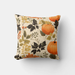 Pumpkins and Autumn Blooms Cushion