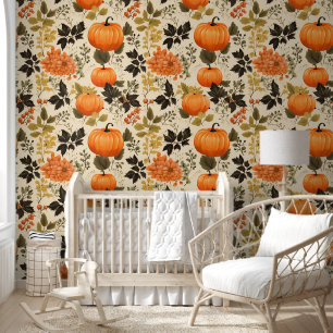 Pumpkins and Autumn Blooms Wallpaper