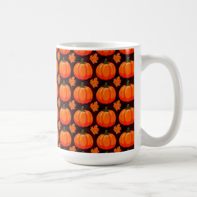 Pumpkins and Autumn Leaves Coffee Mug (Right)