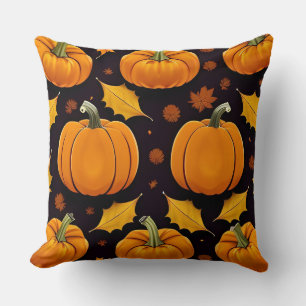 Pumpkins and Autumn Leaves Cushion