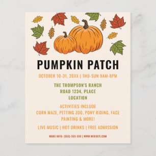 Pumpkins And Autumn Leaves Custom Pumpkin Patch Flyer