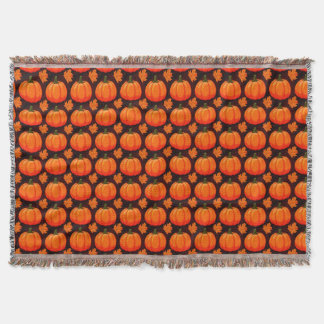 Pumpkins and Autumn Leaves Throw Blanket