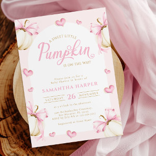 Pumpkins and Bows Girl Baby Shower Invitation