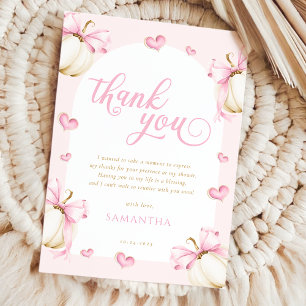 Pumpkins and Bows Girl Baby Shower Thank You Card