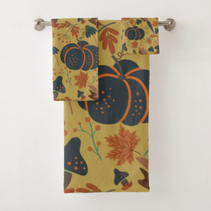 Pumpkins and carrots seamless pattern bath towel set