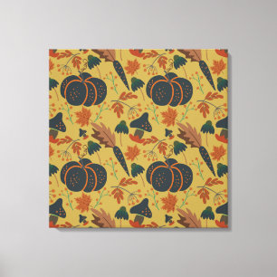 Pumpkins and carrots seamless pattern canvas print