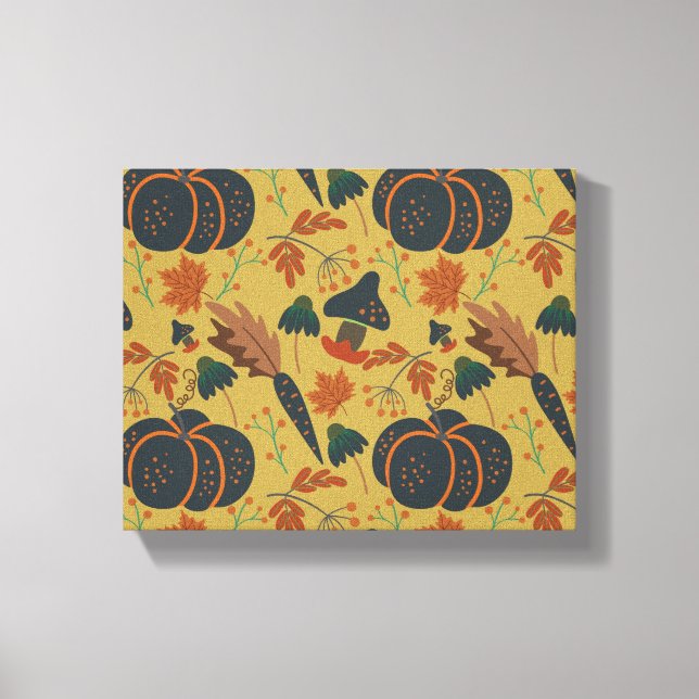 Pumpkins and carrots seamless pattern canvas print (Front)