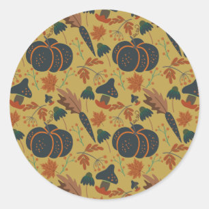 Pumpkins and carrots seamless pattern classic round sticker