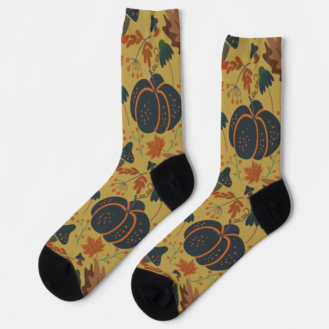 Pumpkins and carrots seamless pattern wrapping pap socks (Left)