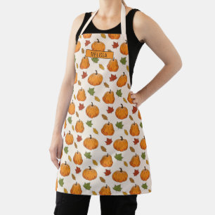 Pumpkins And Colourful Autumn Leaves Pattern & Nam Apron