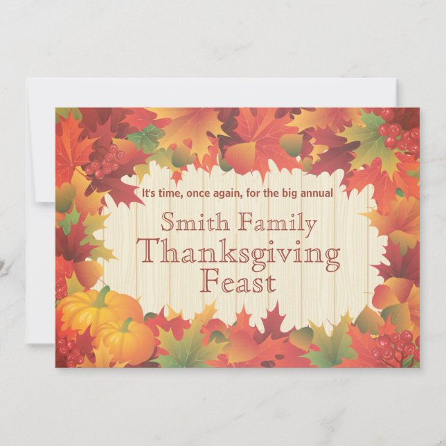Pumpkins and Fall / Autumn Colours Thanksgiving Invitation (Front)