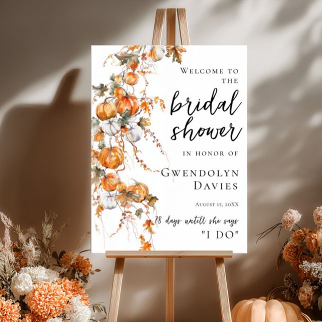 Pumpkins and Fall Leaves Bridal Shower Welcome Poster (Creator Uploaded)