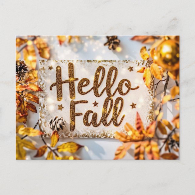 Pumpkins and Flowers Fall greeting Postcard (Front)