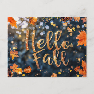 Pumpkins and Flowers Fall greeting Postcard