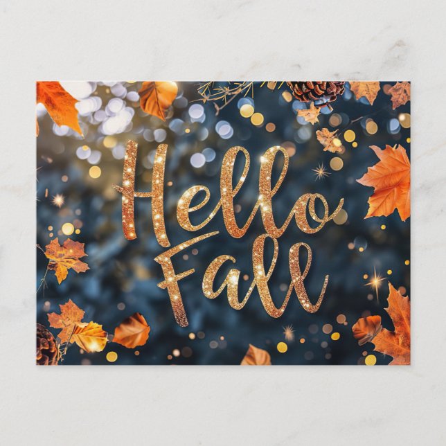 Pumpkins and Flowers Fall greeting Postcard (Front)