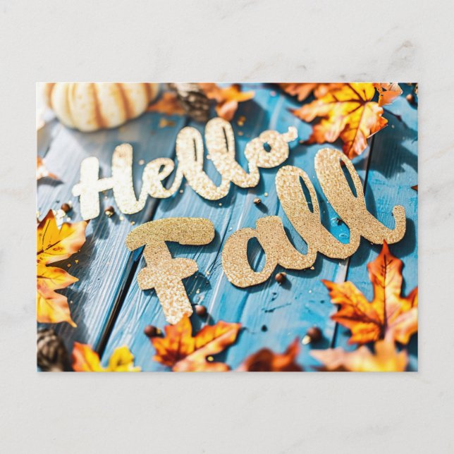 Pumpkins and Flowers Fall greeting Postcard (Front)