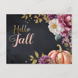 Pumpkins and Flowers Fall greeting Postcard