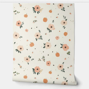 Pumpkins and Flowers Wallpaper