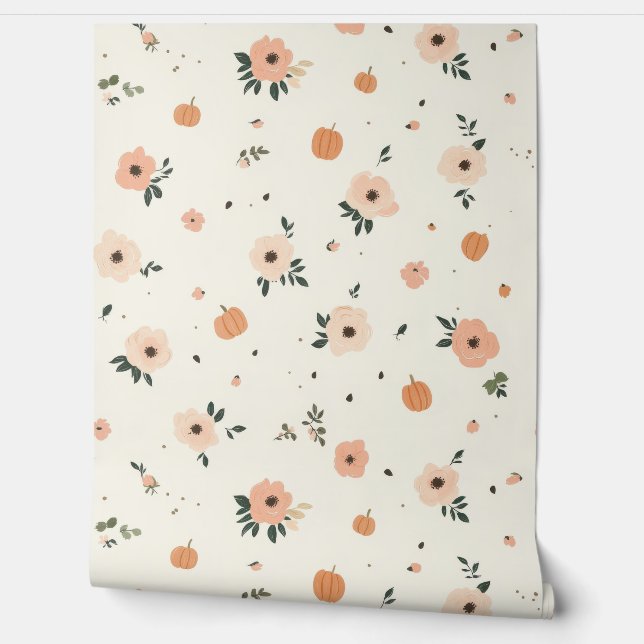Pumpkins and Flowers Wallpaper (Unrolling)