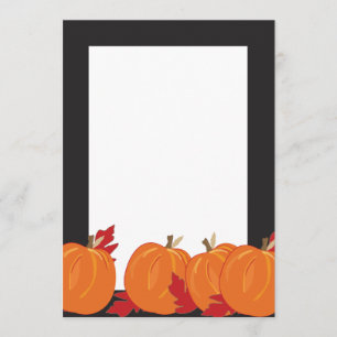 Pumpkins and Leaves On Black Fall  Invitation