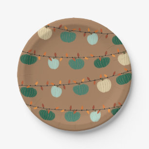Pumpkins and Lights Paper Plate