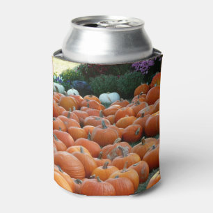 Pumpkins and Mums Autumn Harvest Photography Can Cooler
