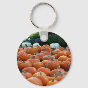 Pumpkins and Mums Autumn Harvest Photography Key Ring