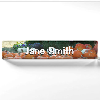 Pumpkins and Mums Autumn Harvest Photography Nameplate