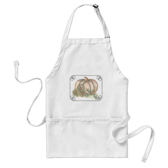 Pumpkins and Mums Fall floral Standard Apron (Front)