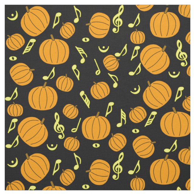 Pumpkins and Music Notes Fabric (Swatch)