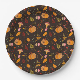 Pumpkins and Paisley Paper Plate