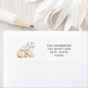 Pumpkins and Pink Blush Flowers Address Label