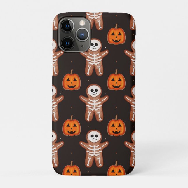 Pumpkins and Skeleton Gingerbread Halloween Design Case-Mate iPhone Case (Back)