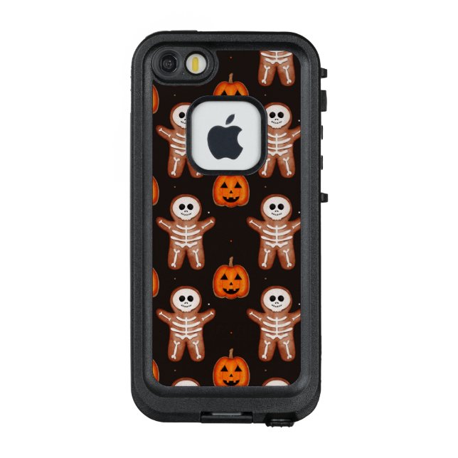 Pumpkins and Skeleton Gingerbread Halloween Design LifeProof iPhone Case (Back)