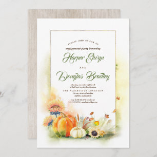 Pumpkins and Sunflowers Fall Engagement Party Invitation