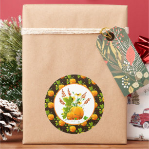 Pumpkins and Sunflowers Fall Season Classic Round Sticker