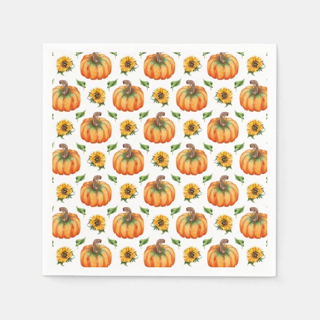 Pumpkins and Sunflowers Napkin (Front)