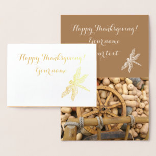 Pumpkins and Wheel of the rural wooden cart Foil Card