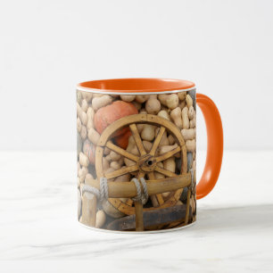 Pumpkins and Wheel of the rural wooden cart Mug