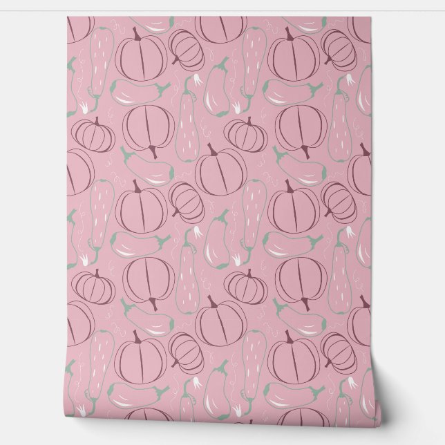 pumpkins and zuccini pattern line art wallpaper (Unrolling)