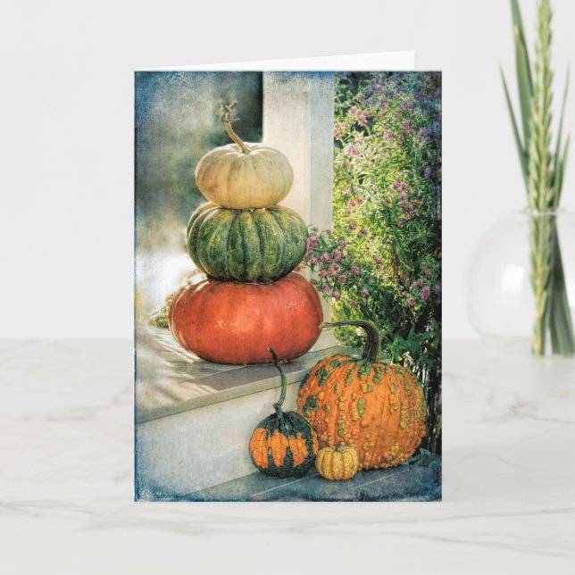 Pumpkins arrangement on front porch card (Front)