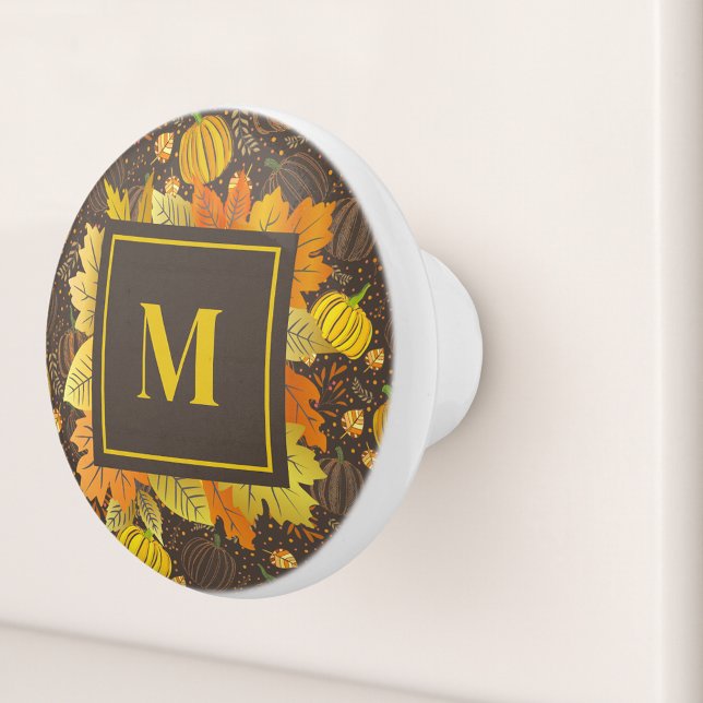 Pumpkins Autumn Fall Harvest Pattern Ceramic Knob (Creator Uploaded)