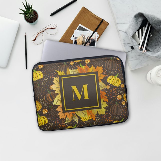 Pumpkins Autumn Fall Harvest Pattern Laptop Sleeve (Creator Uploaded)